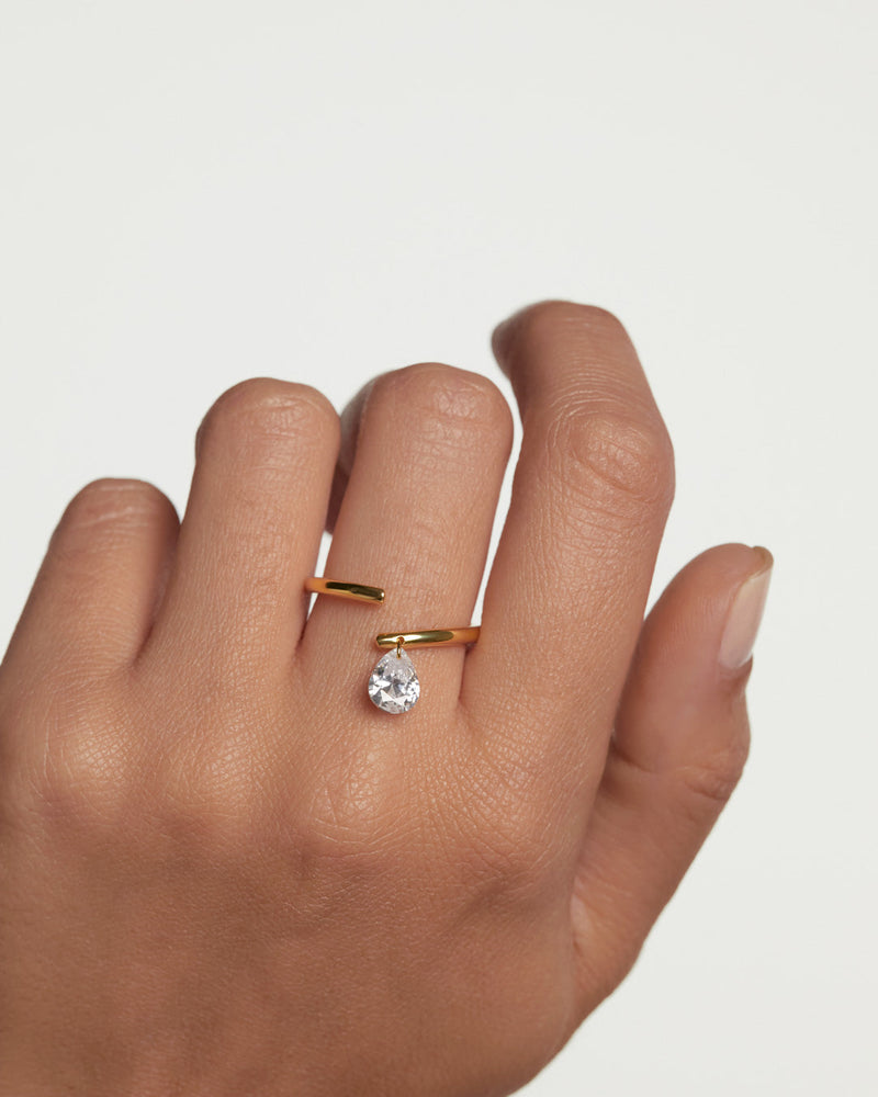 Aqua Solitary Ring - 
  
    Sterling Silver / 18K Gold plating
  
