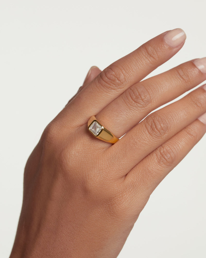 Square Shimmer Stamp Ring - 
  
    Sterling Silver / 18K Gold plating
  
