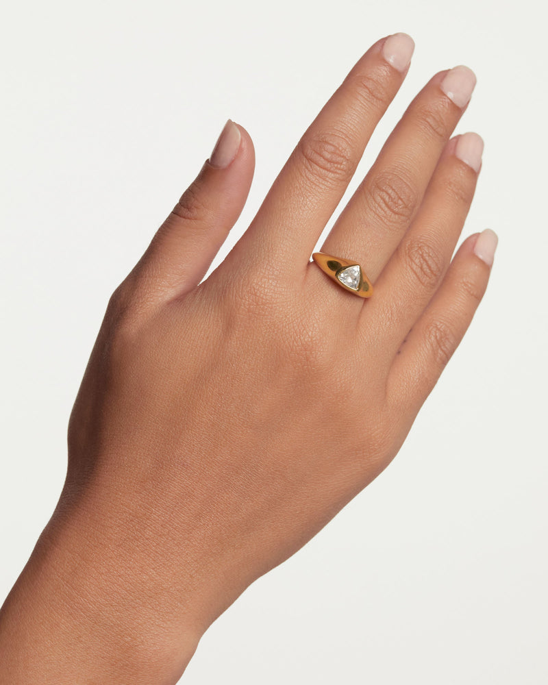 Triangle Shimmer Stamp Ring - 
  
    Sterling Silver / 18K Gold plating
  
