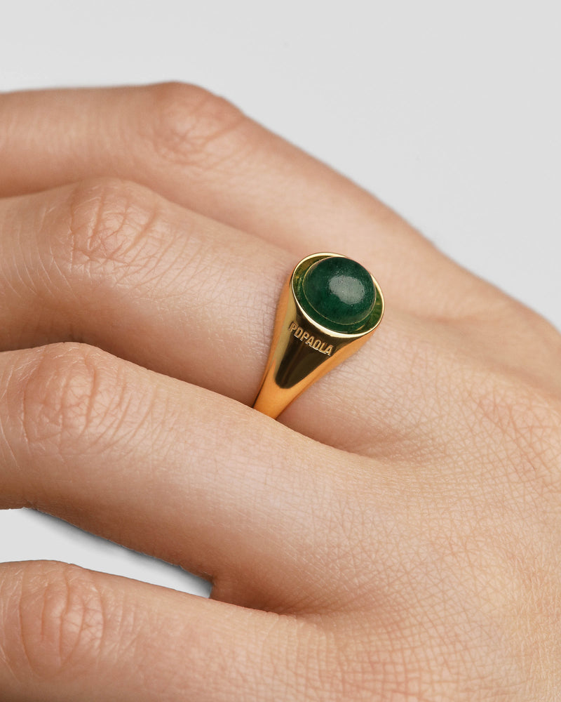 Green Aventurine Moon Ring - 
  
    Sterling Silver / 18K Gold plating
  
