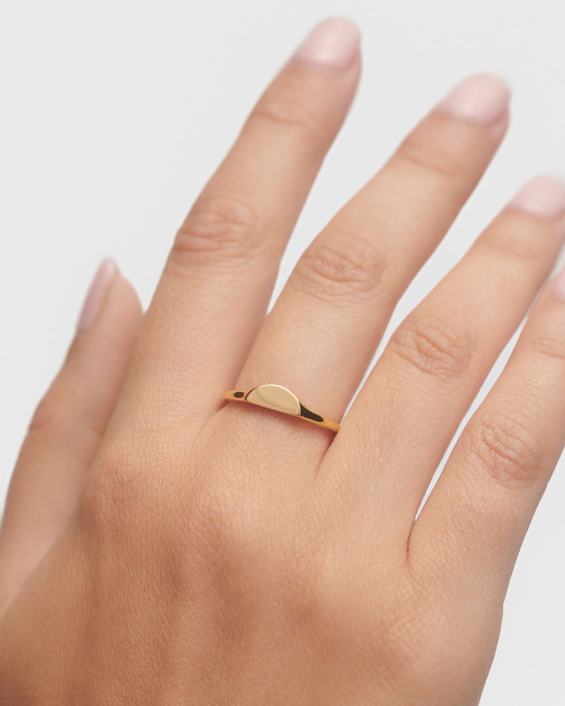 Half Circle mini stamp ring - 
  
    Sterling Silver / 18K Gold plating
  
