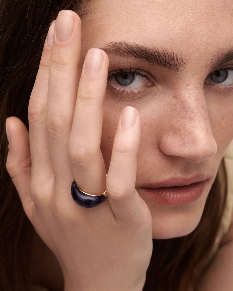 Sodalite Cosmos stamp ring - 
  
    Sterling Silver / 18K Gold plating
  
