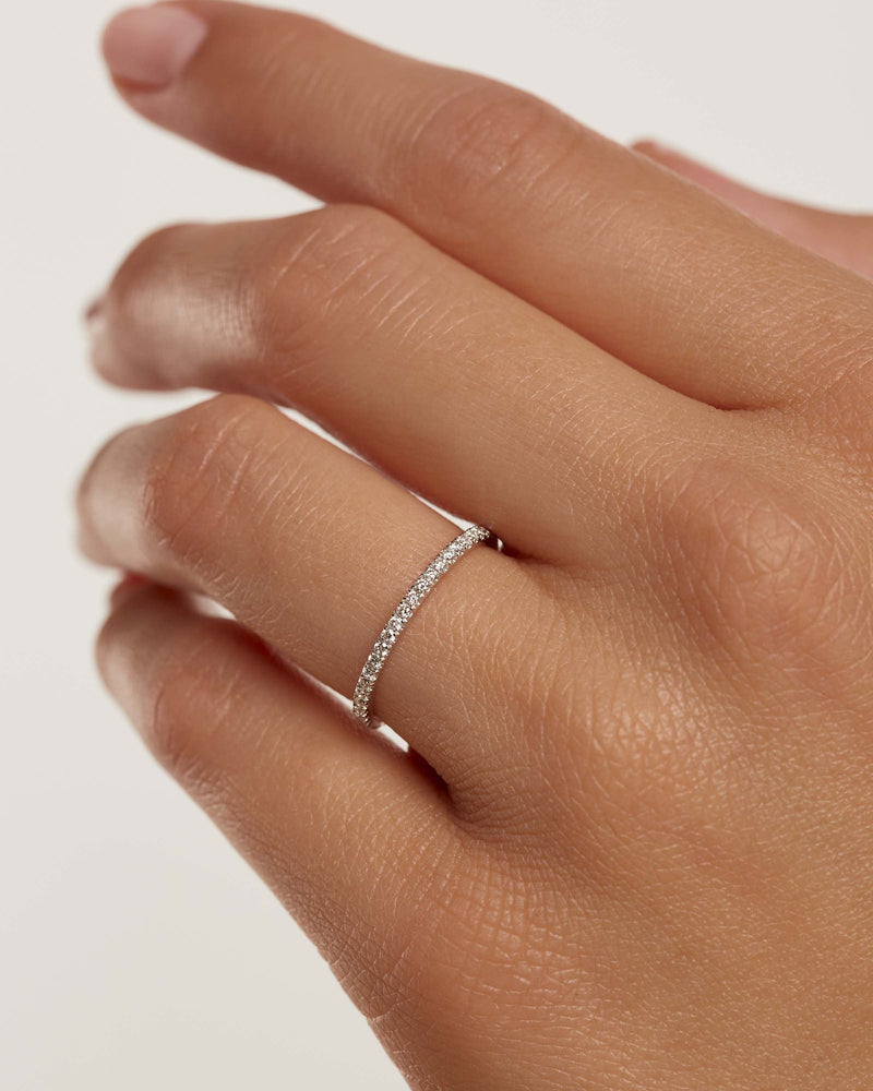 Diamonds and White Gold Eternity Mini Ring - 
  
    18K White gold / Rhodium silver plating
  
