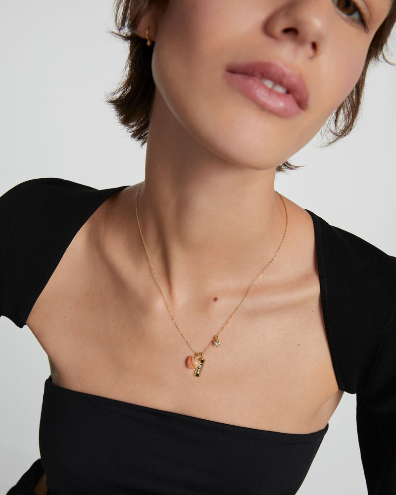 Charm Cuore Agata Arancione - 
  
    Argento sterling / Placcatura in Oro 18K
  
