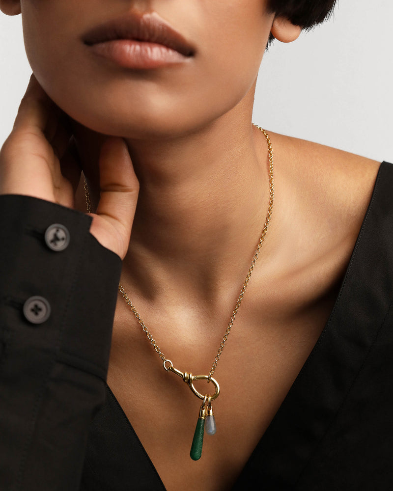 Green Aventurine Large Drop Pendant - 
  
    Sterling Silver / 18K Gold plating
  
