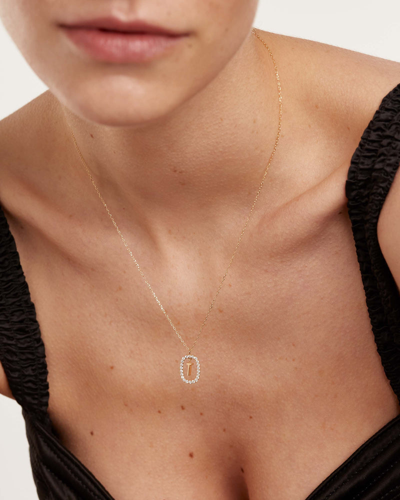 Diamonds and Gold Letter T Necklace - 
  
    18K Gold
  
