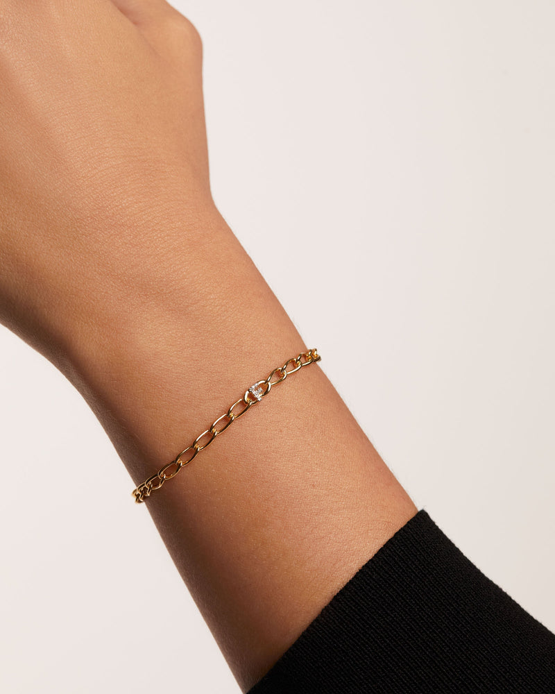 Letter F Chain Bracelet - 
  
    Sterling Silver / 18K Gold plating
  
