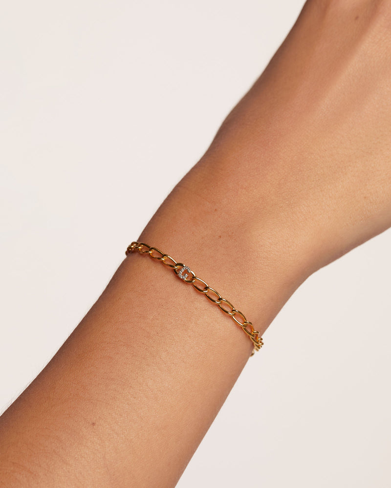 Buchstabe G Gliederarmband - 
  
    Sterling Silber / 18K Goldplattierung
  
