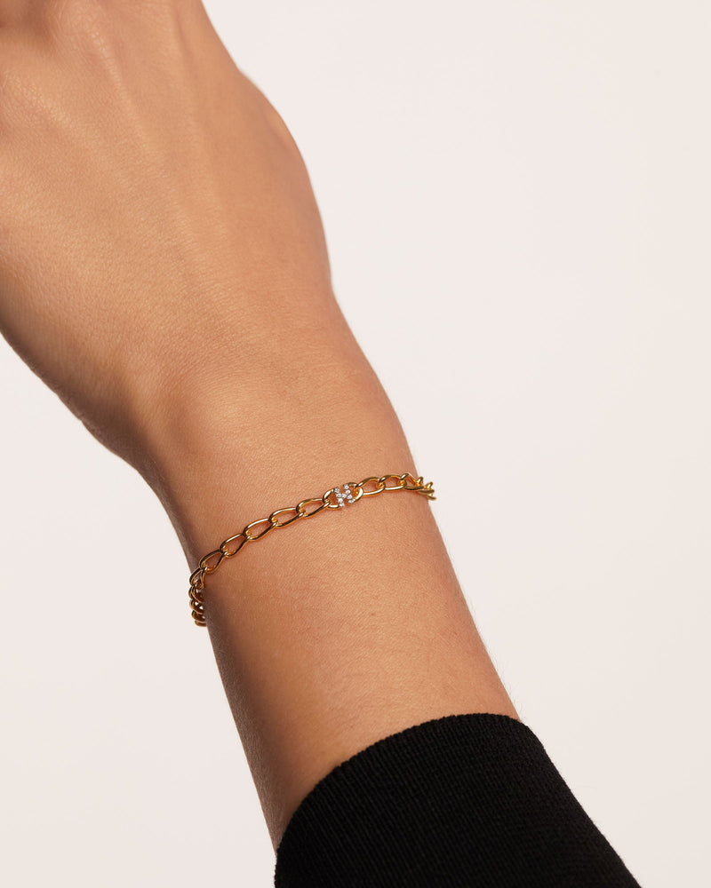 Letter H Chain Bracelet - 
  
    Sterling Silver / 18K Gold plating
  
