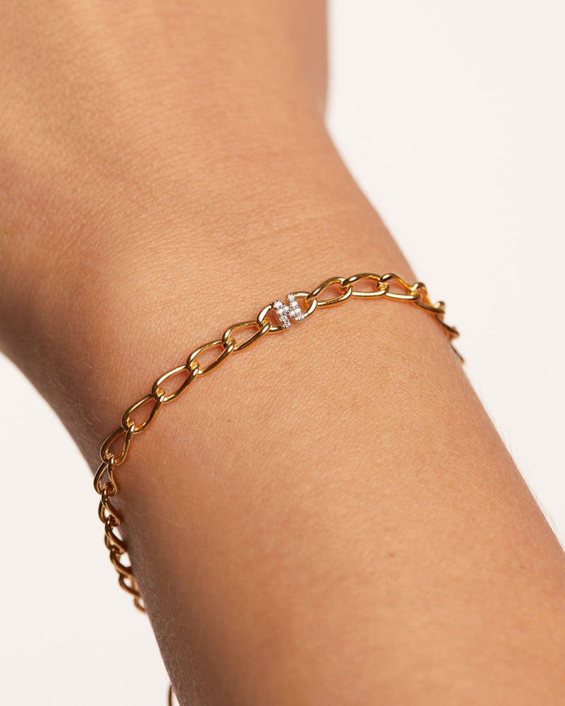 Letter N Chain Bracelet - 
  
    Sterling Silver / 18K Gold plating
  
