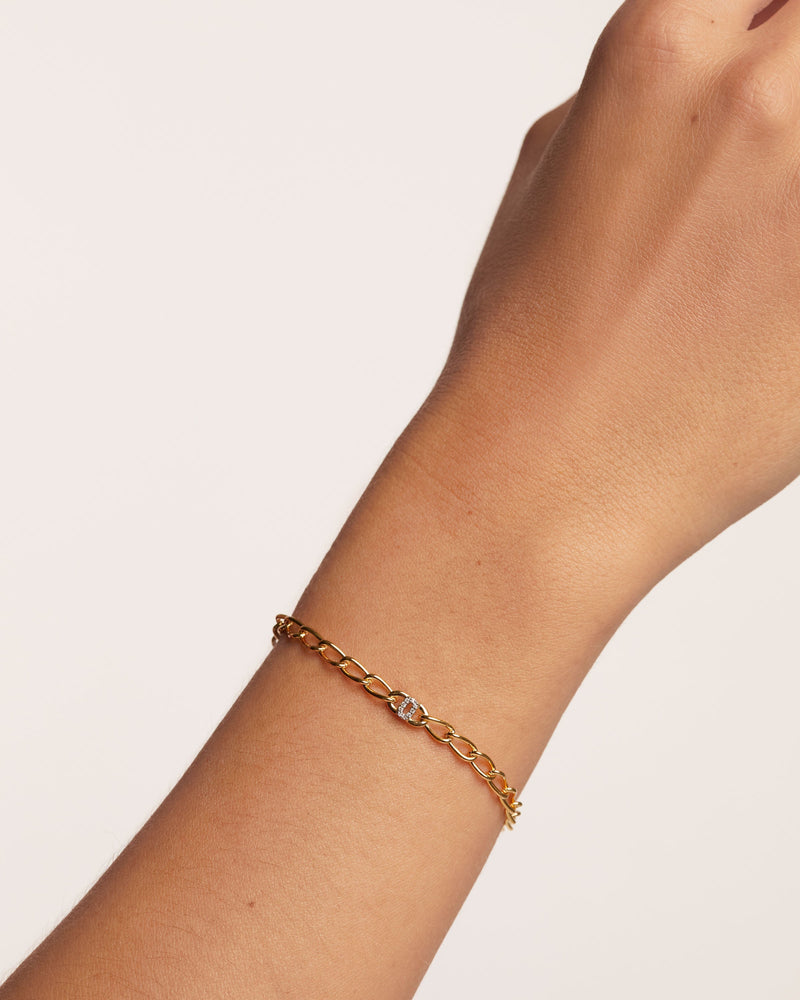 Buchstabe O Gliederarmband - 
  
    Sterling Silber / 18K Goldplattierung
  
