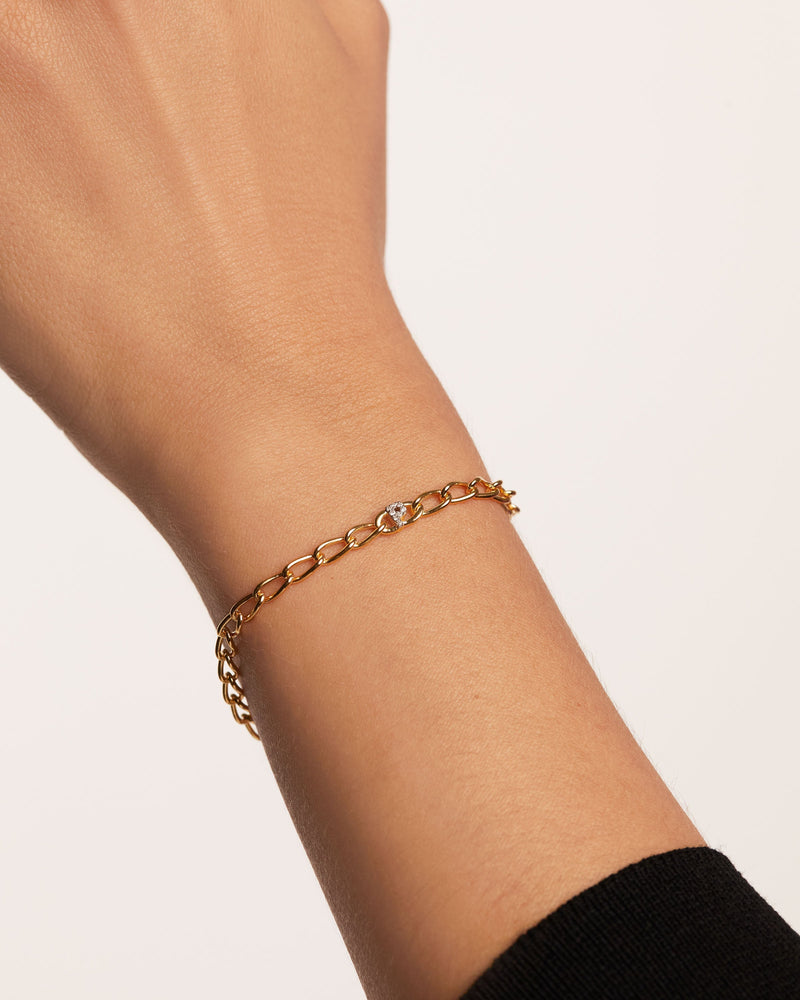 Bracciale A Catena Lettera P - 
  
    Argento sterling / Placcatura in Oro 18K
  
