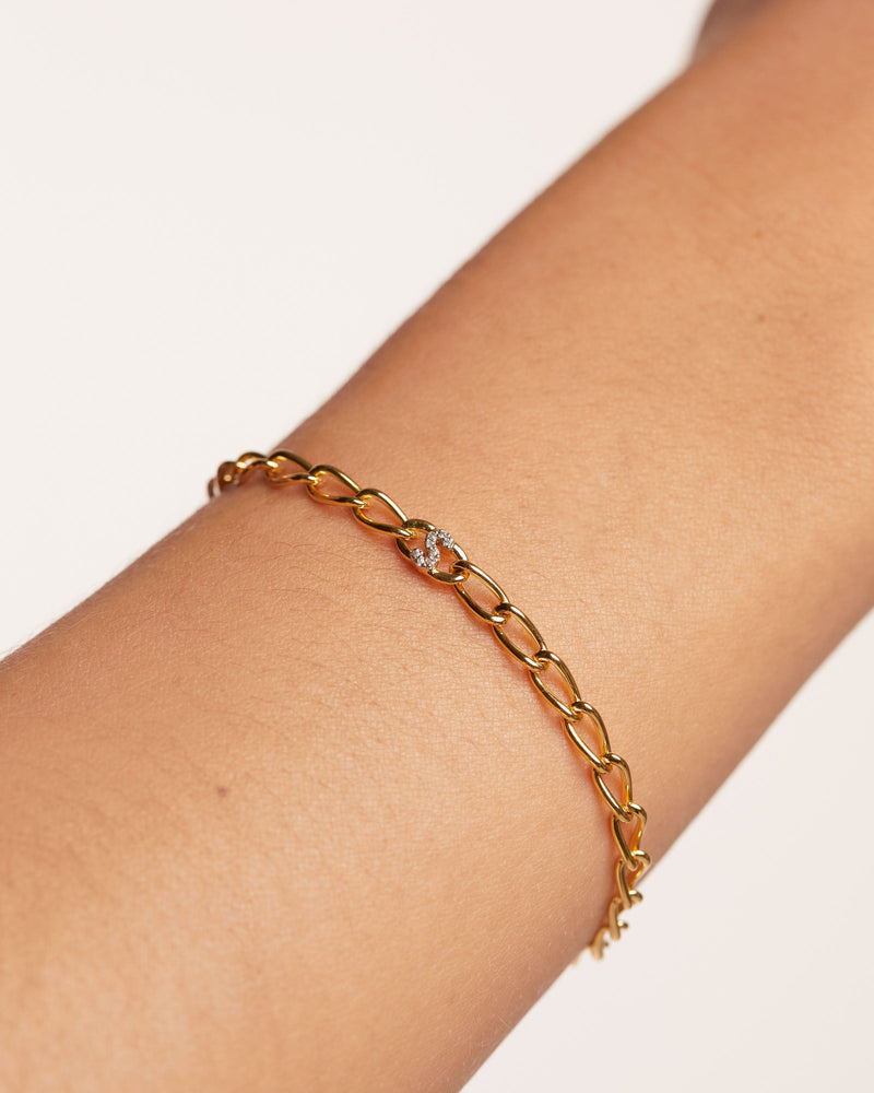 Letter S Chain Bracelet - 
  
    Sterling Silver / 18K Gold plating
  
