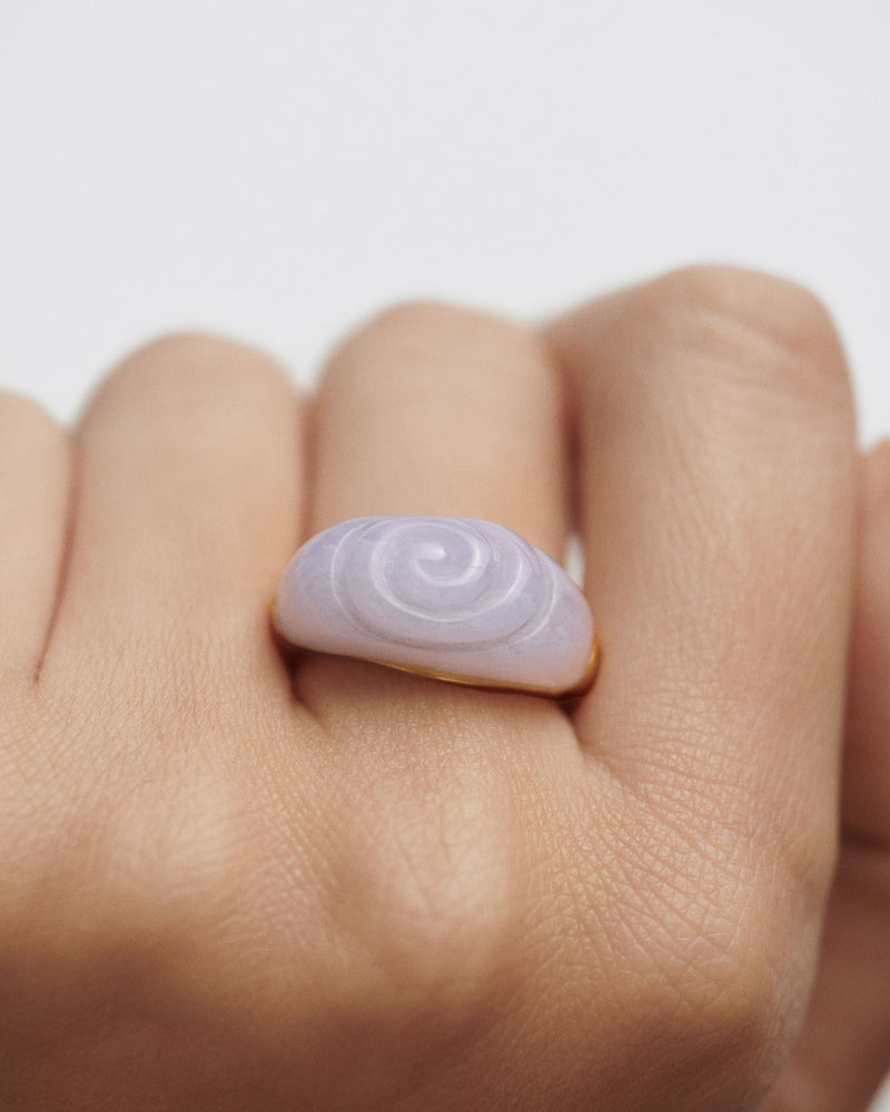 Anillo ágata azul Shell - 
  
    Plata de Ley / Baño de Oro 18K
  
