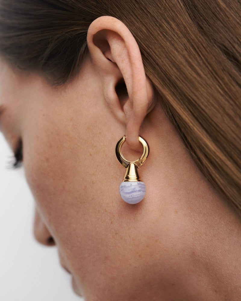 Blue lace agate Riviera hoops - 
  
    Sterling Silver / 18K Gold plating
  
