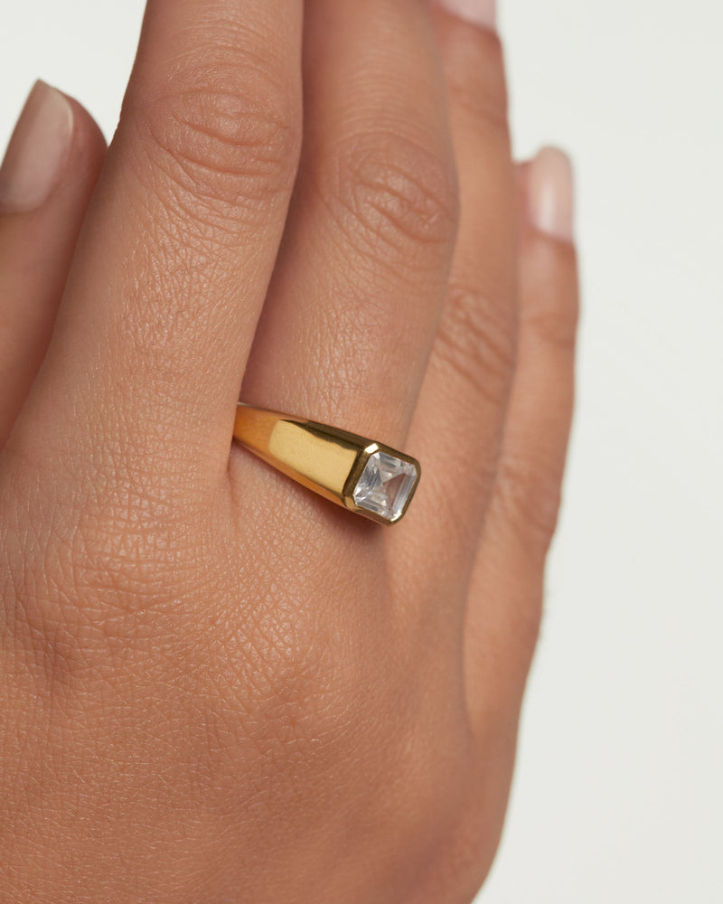 Square Shimmer Stamp Ring - 
  
    Sterling Silver / 18K Gold plating
  
