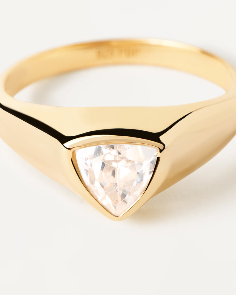 Anillo Sello Triangle Shimmer - 
  
    Plata de Ley / Baño de Oro 18K
  
