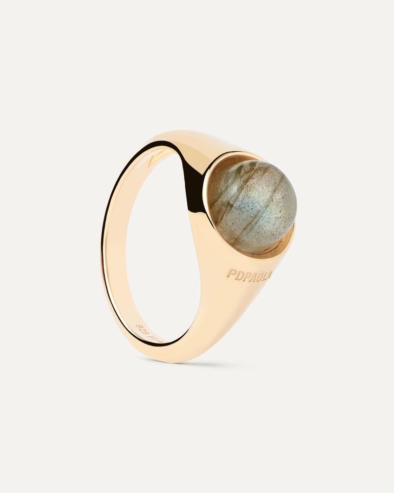 Labradorit Moon Ring - 
  
    Sterling Silber / 18K Goldplattierung
  
