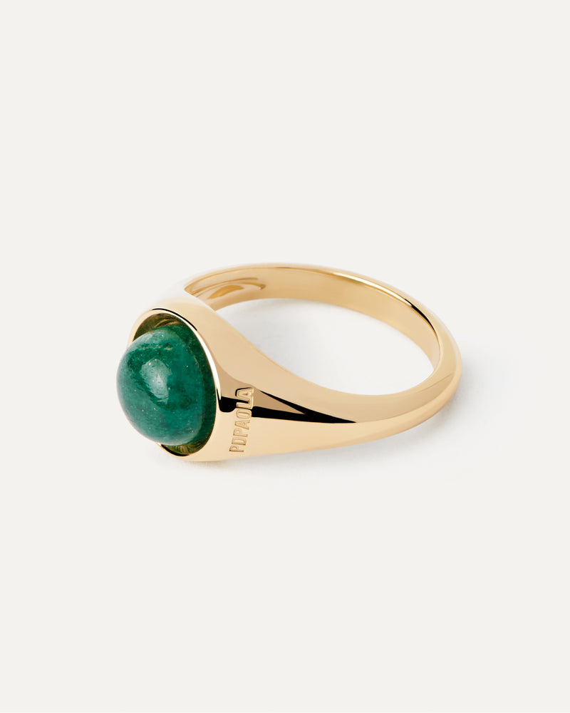 Bague Aventurine Verte Moon - 
  
    Argent massif / Placage Or 18 Ct
  
