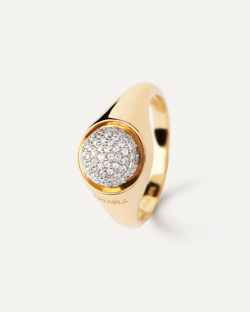 Moon Pavé-Ring - 
  
    Sterling Silber / 18K Goldplattierung
  
