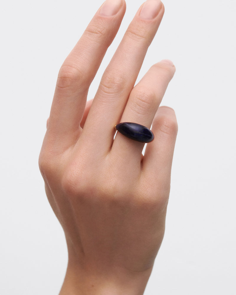 Sodalite Cosmos stamp ring - 
  
    Sterling Silver / 18K Gold plating
  
