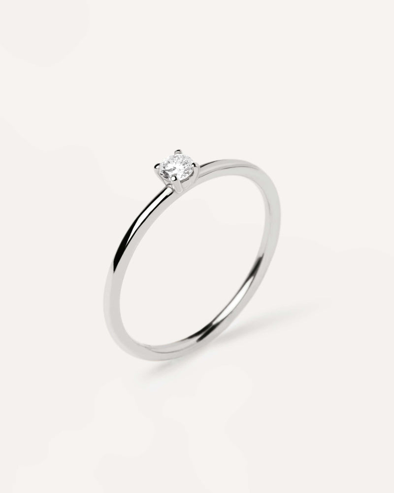 Diamonds and White Gold Solitaire Mini Ring - 
  
    18K White gold / Rhodium silver plating
  
