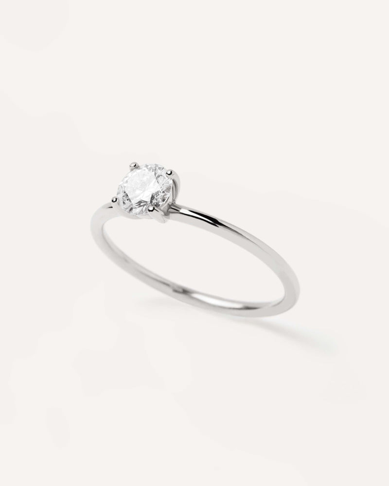 Diamonds and White Gold Solitaire Supreme Ring - 
  
    18K White gold / Rhodium silver plating
  
