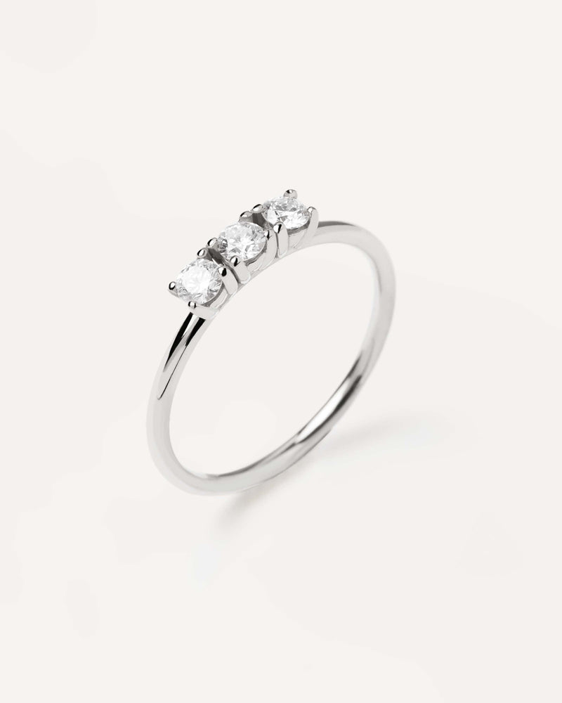 Bague en Diamants et en Or Blanc Trio - 
  
    Or blanc 18 carats / Placage Argent Rhodié
  
