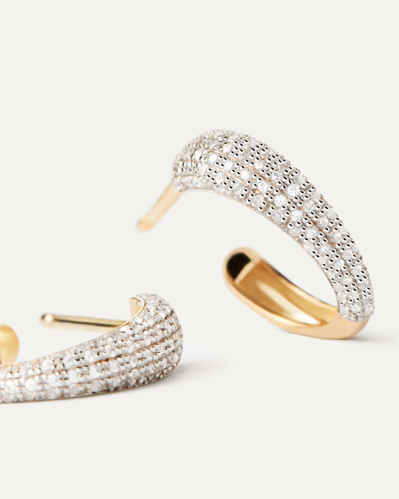 Diamonds and Gold Soho Mini Hoops - 
  
    18K Gold
  
