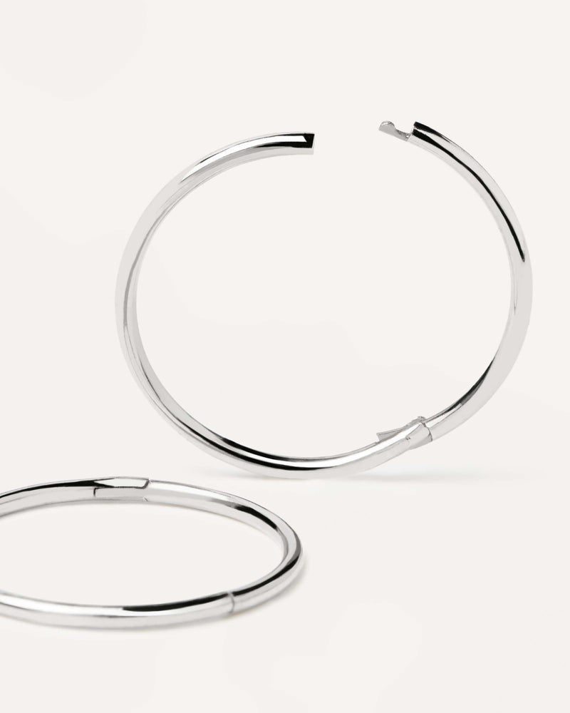 White Gold Essential Medium Hoops - 
  
    18K White gold / Rhodium silver plating
  
