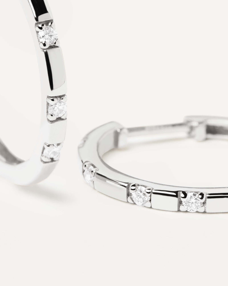 Diamonds and White Gold Frosty Hoops - 
  
    18K White gold / Rhodium silver plating
  
