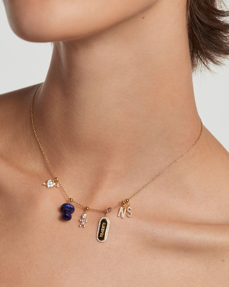 Sodalite Mushroom Charm - 
  
    Sterling Silver / 18K Gold plating
  
