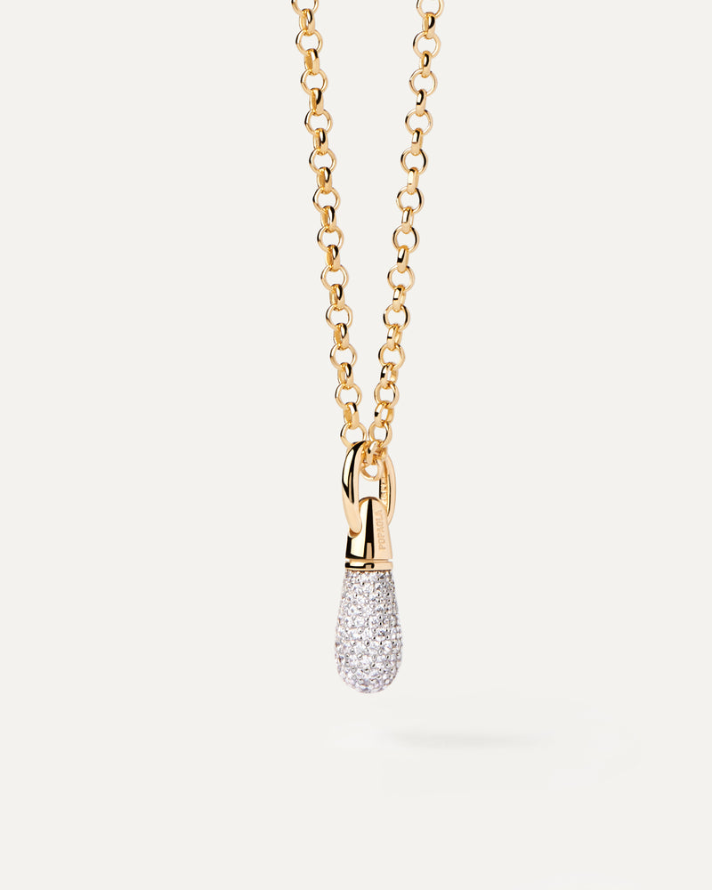 Drop Pavé Anhänger - 
  
    Sterling Silber / 18K Goldplattierung
  
