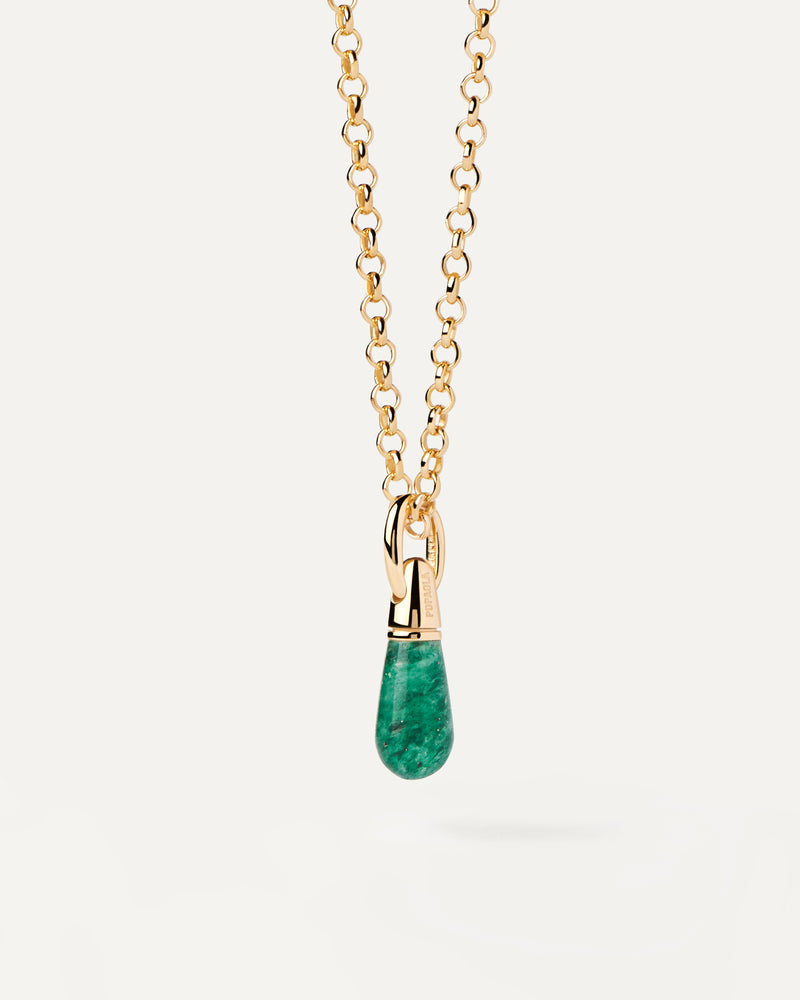 Green Aventurine Drop Pendant - 
  
    Sterling Silver / 18K Gold plating
  
