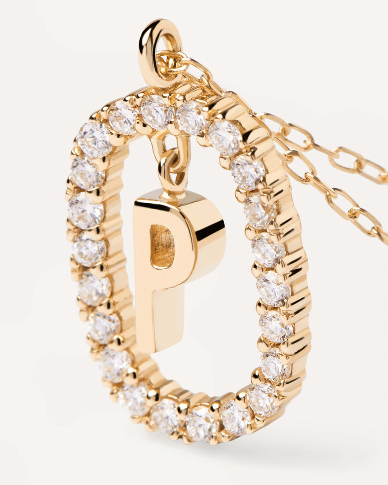 Diamonds and Gold Letter P Necklace - 
  
    18K Gold
  
