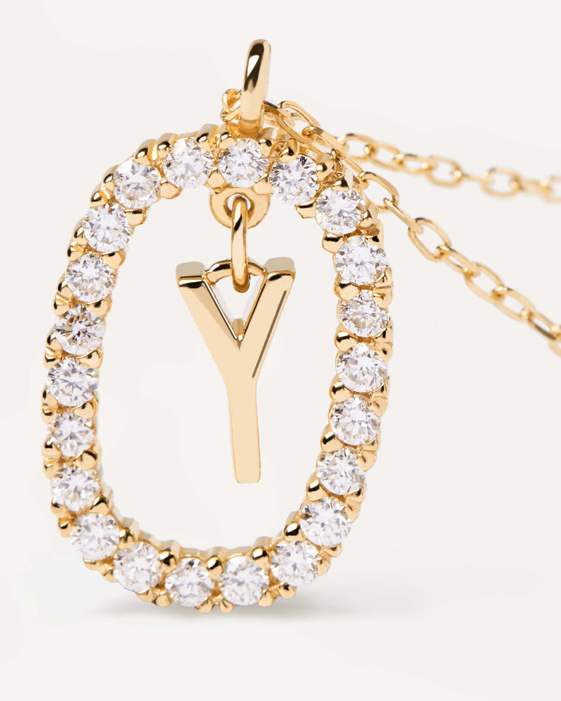 Diamonds and Gold Letter Y Necklace - 
  
    18K Gold
  
