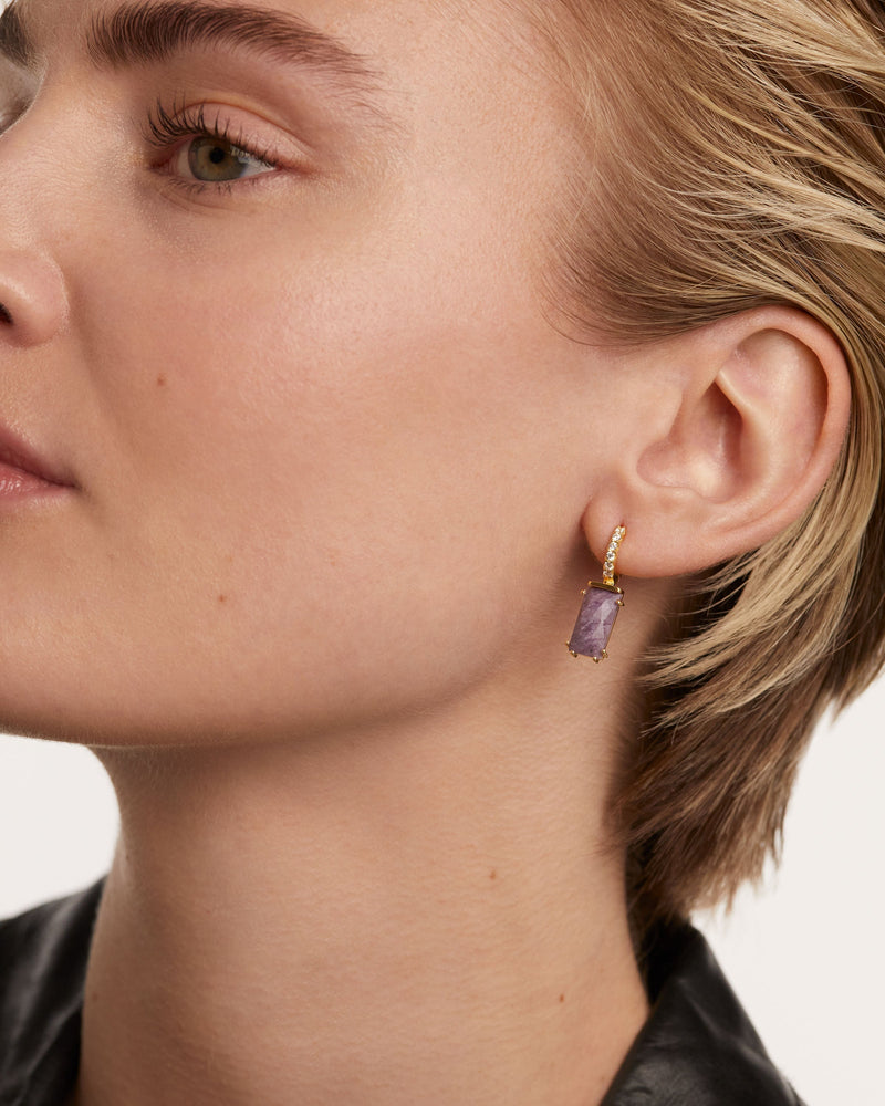 Kaori Charoite Single Earring - 
  
    Sterling Silver / 18K Gold plating
  
