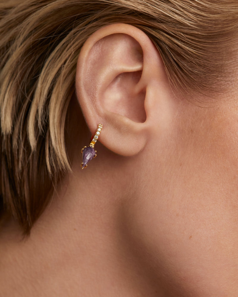 Naoki Charoite Single Earring - 
  
    Sterling Silver / 18K Gold plating
  
