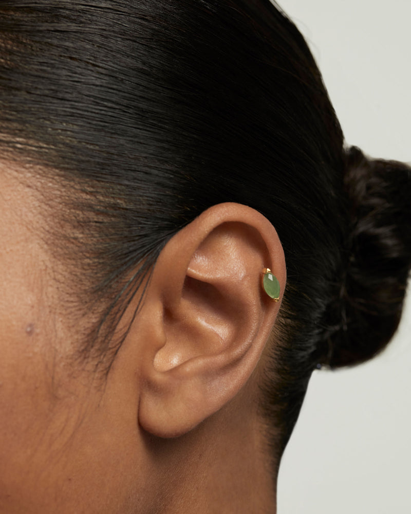 Piercing oreja Aventurina Verde Nomad - 
  
    Plata de Ley / Baño de Oro 18K
  
