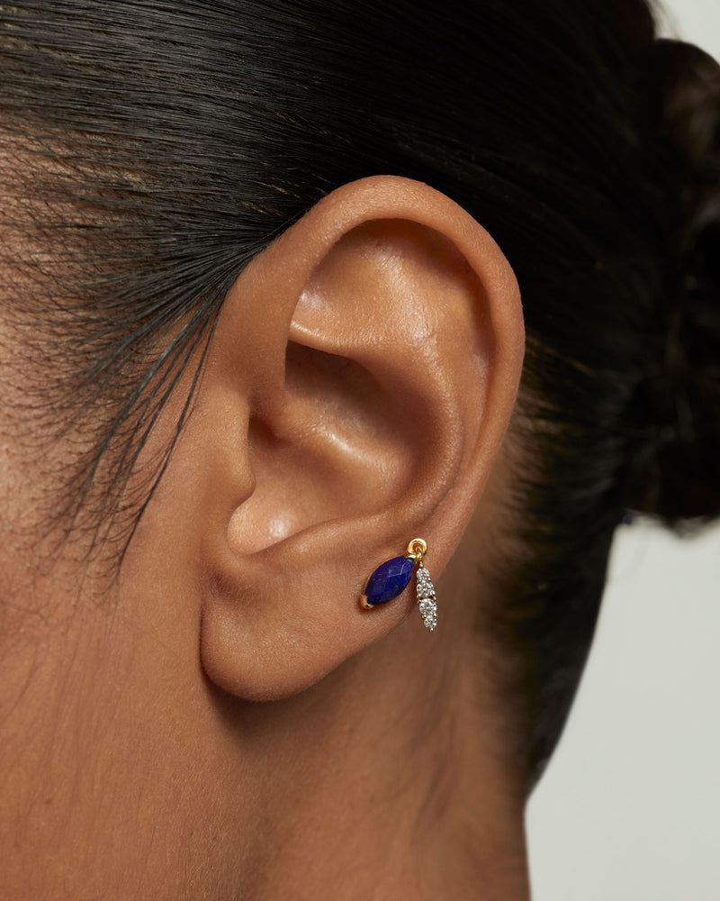 Boucle D'Oreille Individuelle Lapis-Lazuli Ginger - 
  
    Argent massif / Placage Or 18 Ct
  
