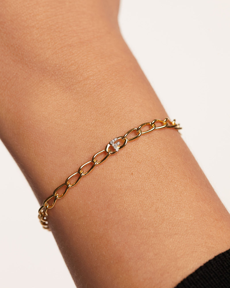 Letter F Chain Bracelet - 
  
    Sterling Silver / 18K Gold plating
  
