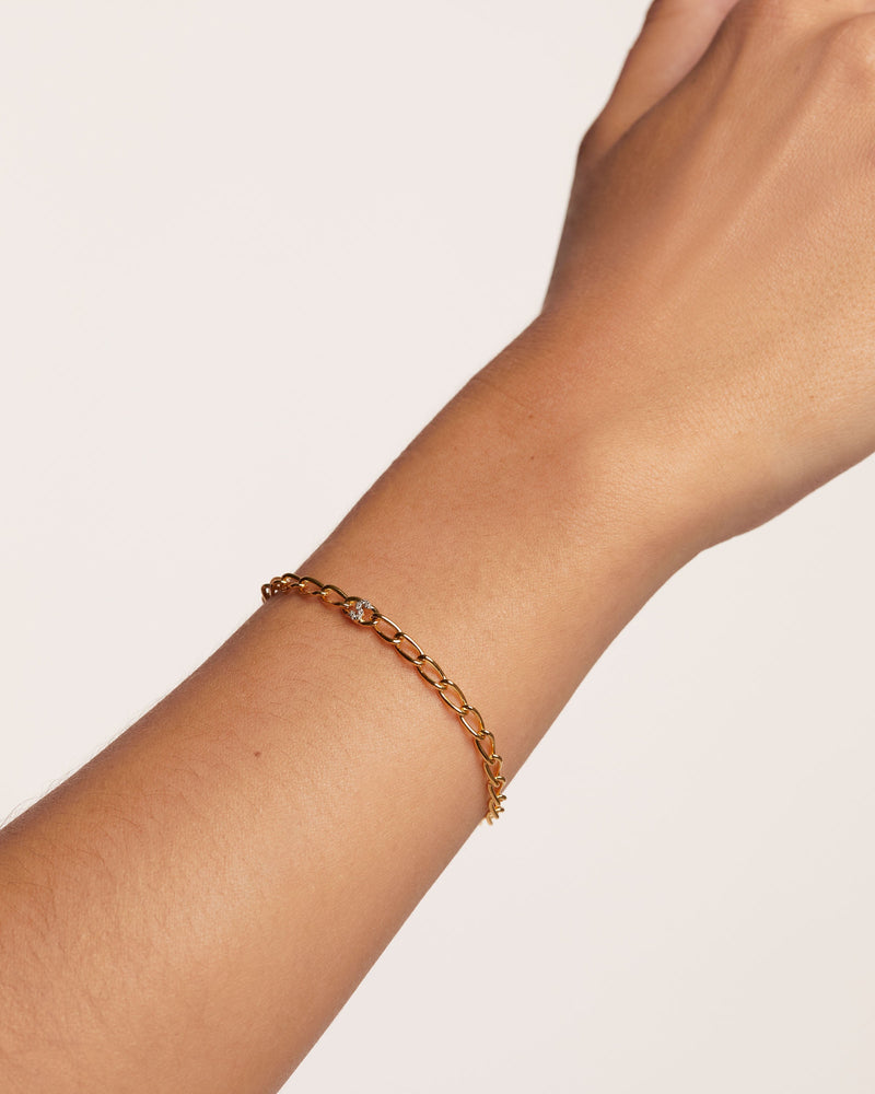 Buchstabe S Gliederarmband - 
  
    Sterling Silber / 18K Goldplattierung
  
