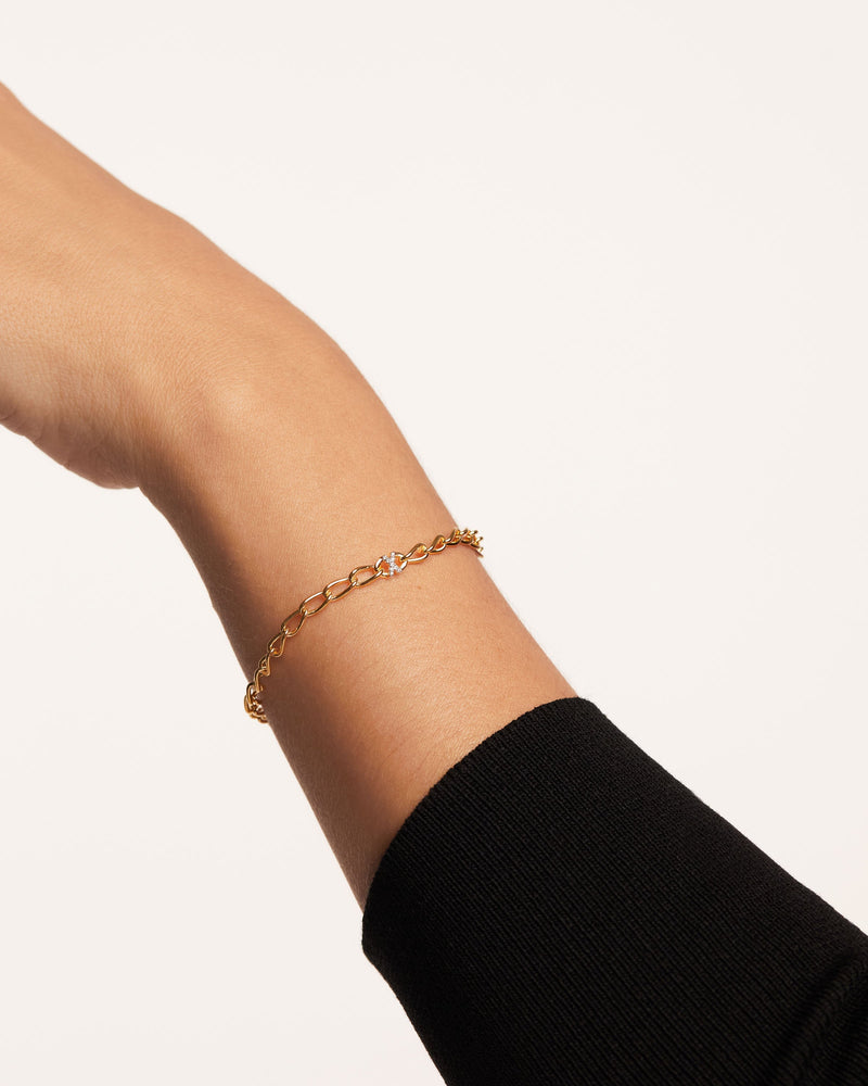 Buchstabe X Gliederarmband - 
  
    Sterling Silber / 18K Goldplattierung
  
