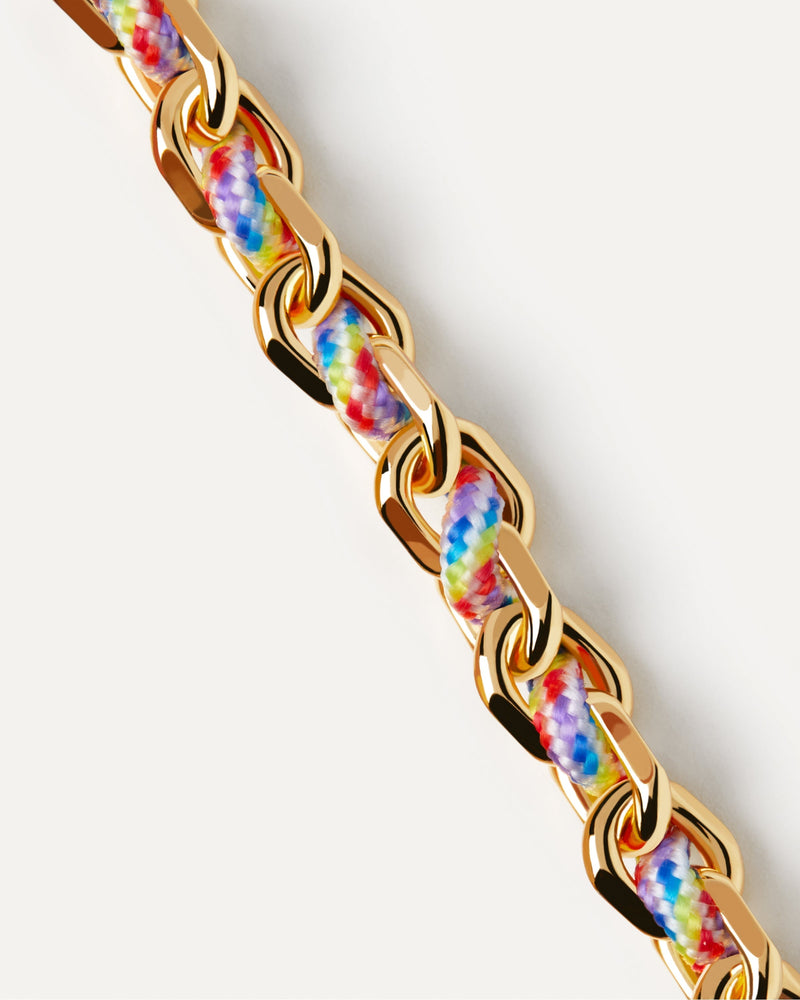 Pulsera Cordón y Cadena Prisma - 
  
    Latón / Baño de Oro 18K
  
