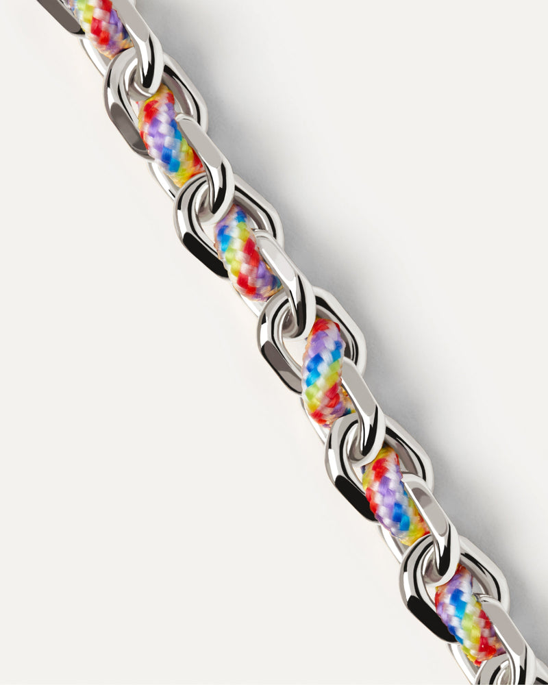 Pulsera Cordón y Cadena Prisma - 
  
    Latón / Baño de rodio en plata
  
