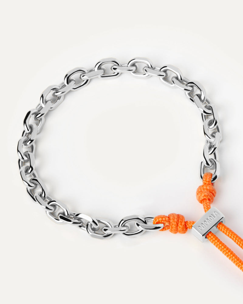 Pulsera Cordón y Cadena Tangerine Essential - 
  
    Latón / Baño de rodio en plata
  
