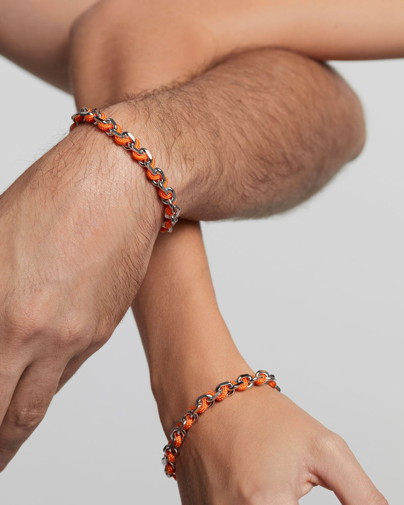 Bracciale Catena Argentata e Corda Tangerine - 
  
    Corda / Placcatura in argento rodiato
  
