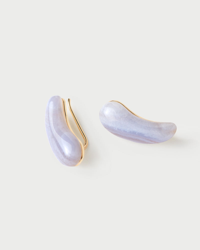 Pendientes ágata azul Aqua - 
  
    Plata de Ley / Baño de Oro 18K
  
