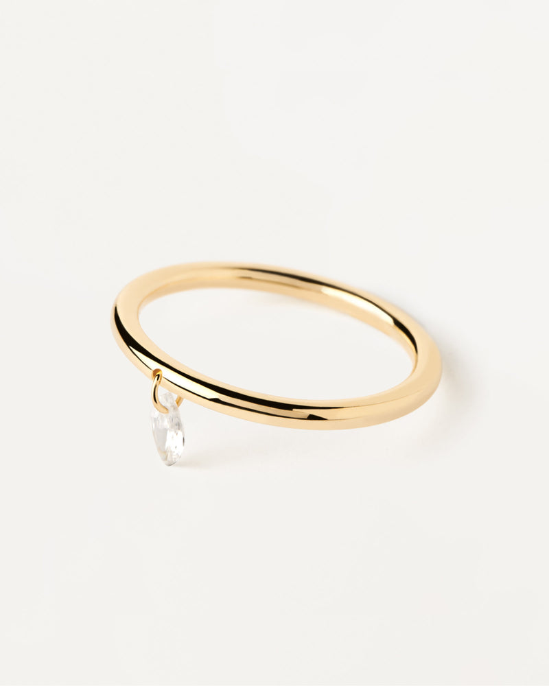 Anillo Solitario Rain - 
  
    Plata de Ley / Baño de Oro 18K
  
