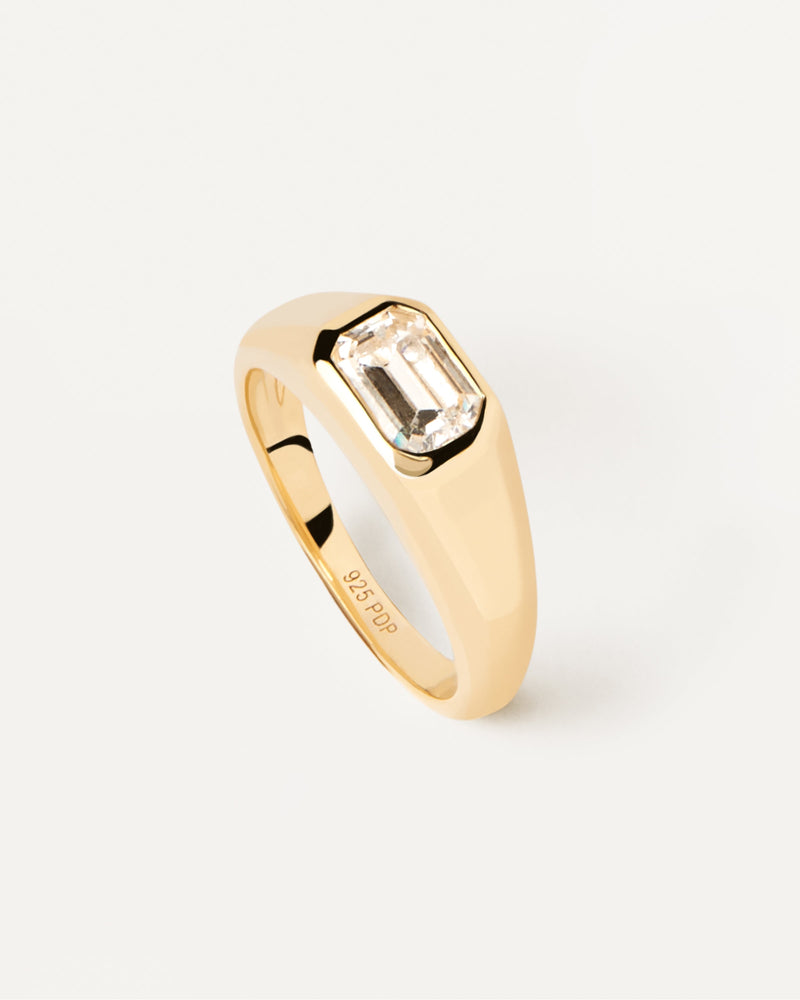 Anillo Sello Octagon Shimmer - 
  
    Plata de Ley / Baño de Oro 18K
  
